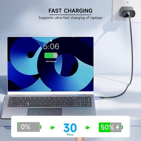 كابل USB C إلى USB C عالي السرعة 40 جيجابت في الثانية متوافق مع Thunderbolt 4/3، وكابل بيانات USB 4 بطول 3.3FT/1M، وسلك شاشة USBC عرض فيديو 8K/4K وشحن سريع 240 وات PD. in Kuwait