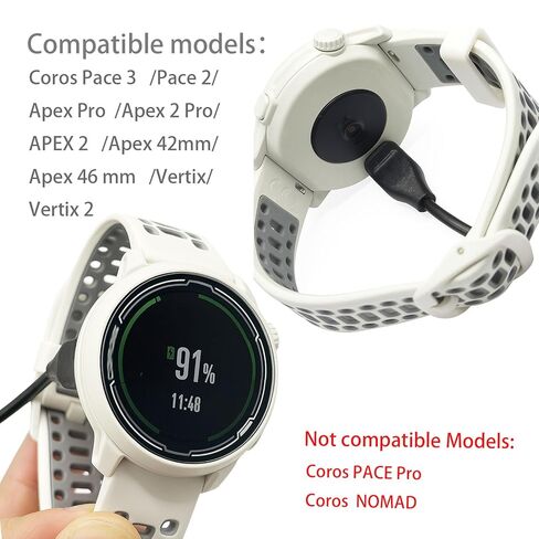 2-Pack 3.3ft Replacement Charging Cable, Charger for Coros Pace 3/Pace 2/Apex 2 Pro/Apex 2/Apex/Vertix 2/Vertix /Apex42mm/Apex46mm Smart Sports Watches in Kuwait