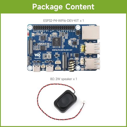Waveshare ESP32-P4-WIFI6-DEV-KIT لوحة تطوير عالية الأداء، تعتمد على ESP32-P4 وESP32-C6، تدعم Wi-Fi 6، Bluetooth 5 وBLE 5، حزمة مع لوحة ومكبر صوت in Kuwait
