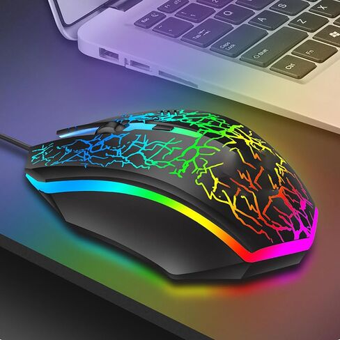 ماوس ألعاب سلكي مزود بإضاءة RGB وقبضة مريحة ووصلة USB وتشغيل للكمبيوتر الشخصي والكمبيوتر المحمول والكمبيوتر المكتبي والمكتب والسفر in Kuwait