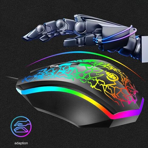 ماوس ألعاب سلكي مزود بإضاءة RGB وقبضة مريحة ووصلة USB وتشغيل للكمبيوتر الشخصي والكمبيوتر المحمول والكمبيوتر المكتبي والمكتب والسفر in Kuwait