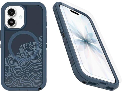 حزمة OtterBox iPhone 17 (فقط): حافظة Defender Series XT وواقي الشاشة - Offgrid (أزرق) - أزرار كبس على MagSafe - قوية - متينة ومتينة in Kuwait