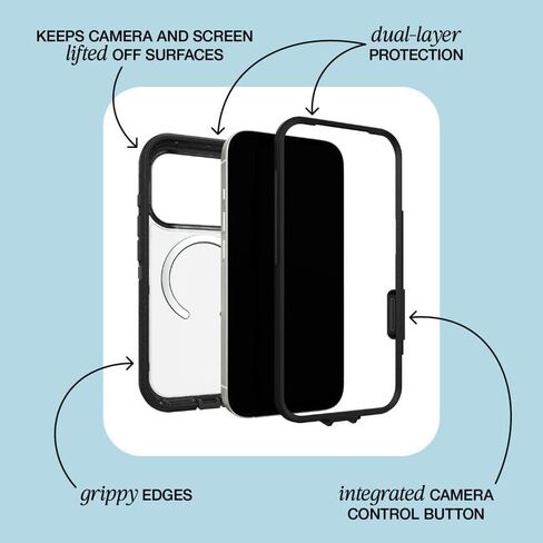 حزمة OtterBox iPhone 17 (فقط): حافظة Defender Series XT وواقي الشاشة - Offgrid (أزرق) - أزرار كبس على MagSafe - قوية - متينة ومتينة in Kuwait