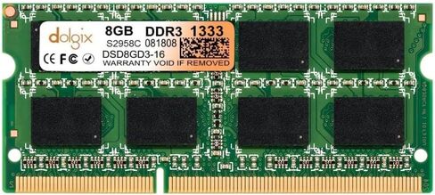 DOLGIX 8GB DDR3 PC3-10600 1333MHz SODIMM 1.5V CL9 2Rx8 Dual Rank 204 Pin Laptop Ram Memory Module Upgrade in Kuwait