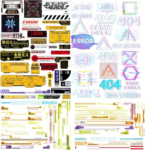94 Pcs Futuristic Punk Sticker Set - Waterproof Vinyl Decals for Car, Laptop, Mask, Tech Gear & More, Video Gamer Accessories in Kuwait