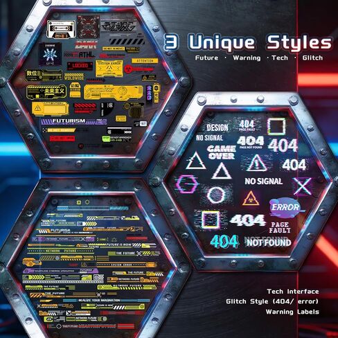 94 Pcs Futuristic Punk Sticker Set - Waterproof Vinyl Decals for Car, Laptop, Mask, Tech Gear & More, Video Gamer Accessories in Kuwait