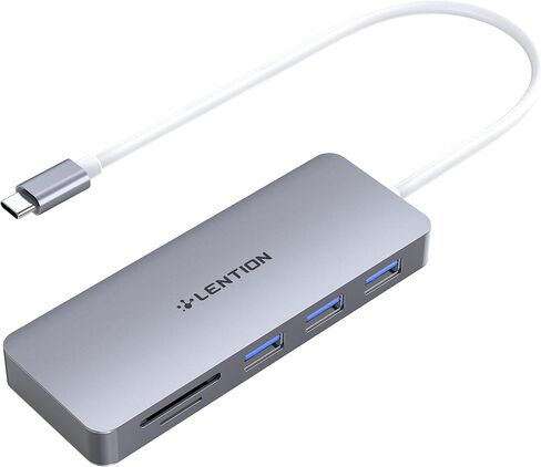 موزع USB-C مع 3 منافذ USB 3.0 وقارئ بطاقة SD/TF، ​​محول متعدد المنافذ لأجهزة الكمبيوتر المحمول، نقل بيانات عالي السرعة، التوصيل والتشغيل، رمادي داكن in Kuwait