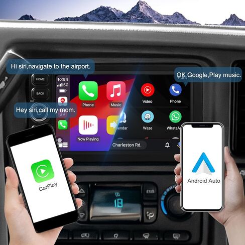 4+64G Android 14 Double Din Car Stereo for Chevrolet Silverado Impala Tahoe GMC Sierra Yukon Hummer H2 with 7 Inch IPS Touchscreen Radio Built-in Wireless Carplay/Android Auto/Bluetooth/FM/AUX/SWC in Kuwait