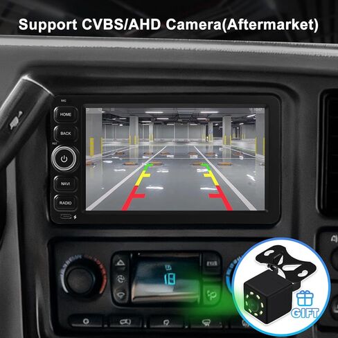 4+64G Android 14 Double Din Car Stereo for Chevrolet Silverado Impala Tahoe GMC Sierra Yukon Hummer H2 with 7 Inch IPS Touchscreen Radio Built-in Wireless Carplay/Android Auto/Bluetooth/FM/AUX/SWC in Kuwait