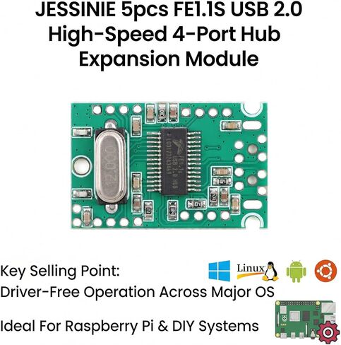 5pcs FE1.1S USB 2.0 High‑Speed 4‑Port Hub Expansion Module, 1‑to‑4 USB Interface, 5 V Supply in Kuwait