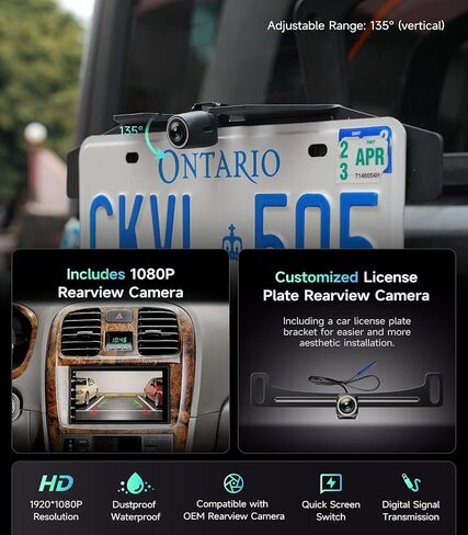 ستيريو سيارة مزدوج الدين مقاس 7 بوصات | 6+64 جيجا | CarPlay لاسلكي وAndroid Auto | التحكم في عجلة القيادة | بلوتوث/USB/AM/FM | شاشة لمس عالية الدقة مع كاميرا احتياطية in Kuwait