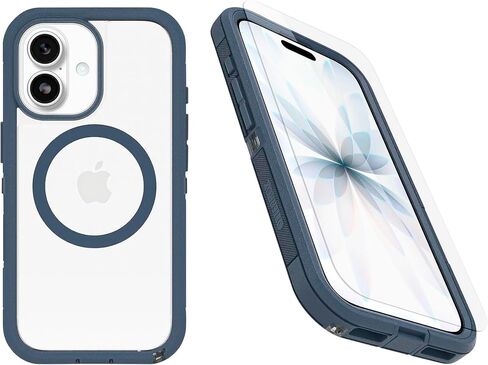 حزمة OtterBox iPhone 17 (فقط): حافظة Defender Series XT وواقي الشاشة - Offgrid (أزرق) - أزرار كبس على MagSafe - قوية - متينة ومتينة in Kuwait