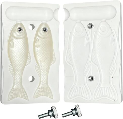 Fishing Lure Molds for Soft Plastic Lures, Blade Fish Shape, 2-Cavity Composite Stone Injection Mold for Home DIY Bass Fishing Lure Making in Kuwait