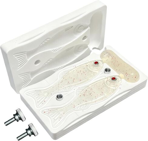 Fishing Lure Molds for Soft Plastic Lures, Blade Fish Shape, 2-Cavity Composite Stone Injection Mold for Home DIY Bass Fishing Lure Making in Kuwait