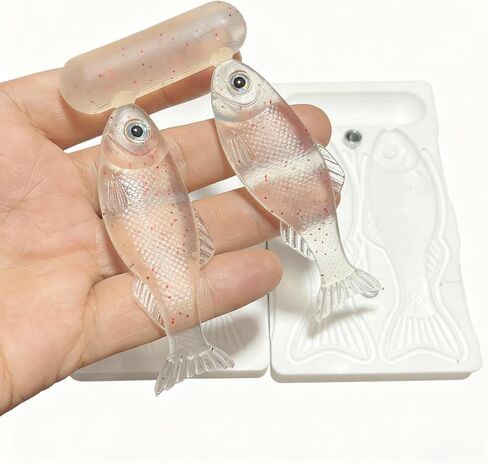 Fishing Lure Molds for Soft Plastic Lures, Blade Fish Shape, 2-Cavity Composite Stone Injection Mold for Home DIY Bass Fishing Lure Making in Kuwait