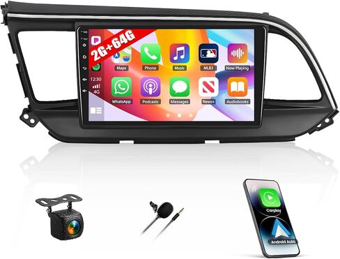 SIXTOP 4G+64G Android Car Stereo for Hyundai Elantra 2019 2020 Wireless CarPlay Android Auto, 9 inch In-Cell 1280*720 Touchscreen, GPS Navigation,Bluetooth 5.0 Radio, FM/RDS, SWC, EQ AHD Rear Camera in Kuwait
