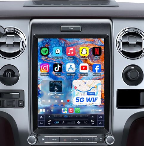 [8Core 4G+64G] Car Radio for Ford F150 2013 2014: 12.1'' HD Touchscreen Stereo with Wireless Carplay Android Auto 5G WiFi GPS Bluetooth FM AM 48EQ RDS SWC, Backup Camera (Support OTA Upgrade) in Kuwait