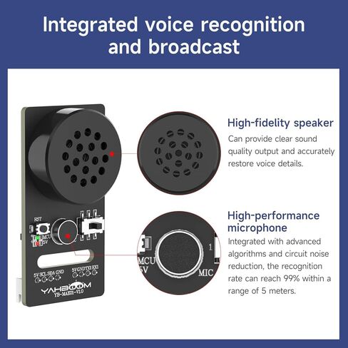 Yahboom AI Voice Recognition Module Voice Broadcast Integrated Custom Wake-up Word Programmable Sound Sensor Support Jetson/Raspberry Pi/ESP32/STM32 in Kuwait