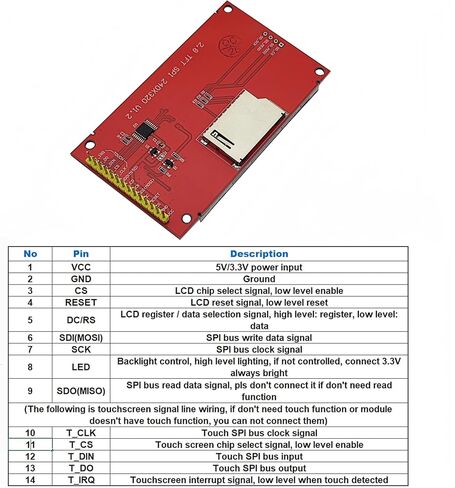 2.8 بوصة TFT LCD وحدة 320x240 SPI Serial ILI9341 شاشة تعمل باللمس مقاومة مع قلم لمس متوافق مع Arduino STM32 in Kuwait