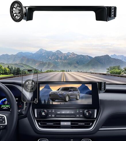 SKYLOTEC Phone Mount for Toyota Grand Highlander/Grand Highlander Hybrid 2024-2026, Magnets Wireless Charger Phone Holder Compatible with MagSafe, 12.3-inch Screen Cradles Bracket for Cell Phones in Kuwait