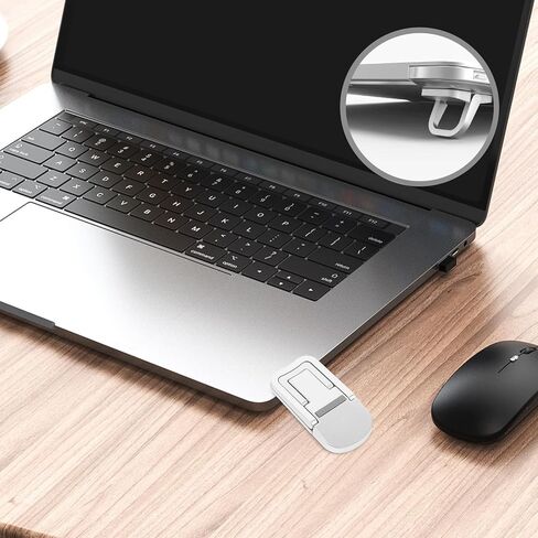 Adjustable Foldable Laptop Stand for Desk, Portable Silver Aluminum Laptop Riser with Dual Height Settings, Ergonomic Keyboard Tilt Stand for Home and Office Use in Kuwait