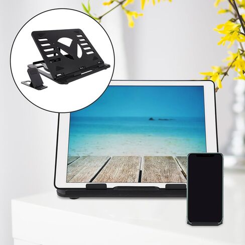 VALICLUD Foldable Laptop Stand Portable Laptop Holder with Adjustable Height and Cooling Vent for Desk Use Compatible with Notebooks Black in Kuwait