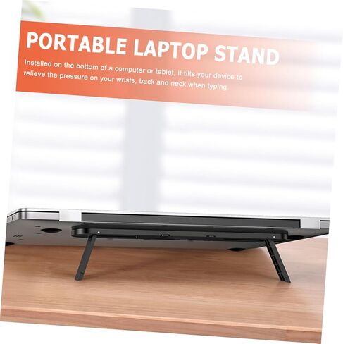 balacoo Portable Foldable Laptop Stand Black, Heightened Plastic Laptop PC Holder for Desk, Compact Invisible Notebook Riser Compatible with Travel and Office Use in Kuwait