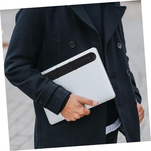 balacoo Portable Foldable Laptop Stand Black, Heightened Plastic Laptop PC Holder for Desk, Compact Invisible Notebook Riser Compatible with Travel and Office Use in Kuwait