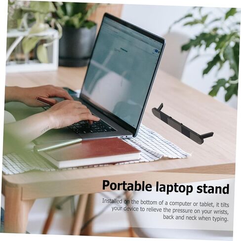 balacoo Portable Foldable Laptop Stand Black, Heightened Plastic Laptop PC Holder for Desk, Compact Invisible Notebook Riser Compatible with Travel and Office Use in Kuwait