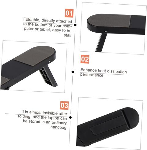 balacoo Portable Foldable Laptop Stand Black, Heightened Plastic Laptop PC Holder for Desk, Compact Invisible Notebook Riser Compatible with Travel and Office Use in Kuwait