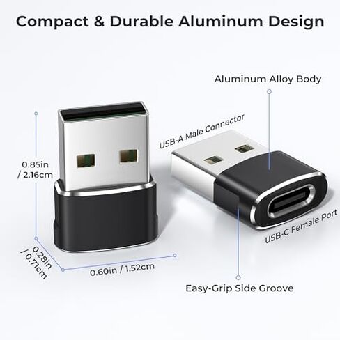 Basesailor USB to USB C Adapter 3 Pack Bundle with 90 Degree USB A Male to Female Adapter 4 Pack in Kuwait