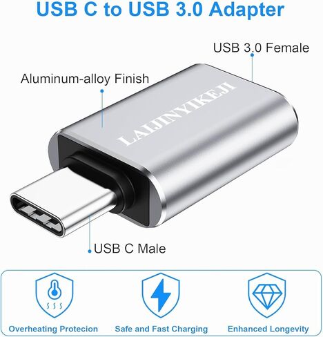 USBC to USB Adapter, 2 Pack USB C to USB Adapter for Mouse/Keyboard/Flash Drive, Super Data Transfer USB 3.0 Female to Type-C Male OTG Converter for iPhone 17 16, Samsung Galaxy S26 S25, MacBook Pro in Kuwait