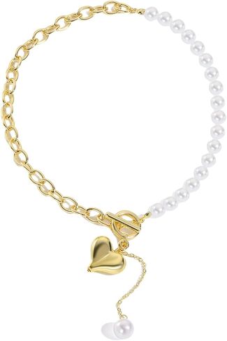 Boho Pearl Shell Necklace for Women,Vintage Conch Beads Clavicle Chain Statement Layered Baroque Pearl Necklace Beach Vacation Jewelry in Saudi Arabia