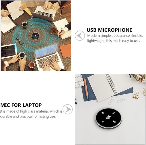 ميكروفون مؤتمرات USB للكمبيوتر مع التقاط 360 درجة، ميكروفون محمول لسطح المكتب للبث المباشر والاجتماعات عبر الإنترنت، أسود in Kuwait