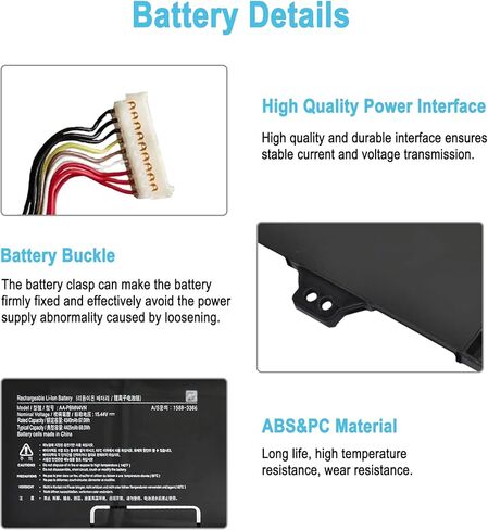 68Wh AA-PBMN4VN Replacement Laptop Battery for Samsung Galaxy Book Pro 15 NP950 Galaxy Book Pro 360 15.6" NP950 NP950XDB-KC5US NP950QDB-KC3DE NP950XDB-KB1US Series PBMN4VN 15.44V 4405mAh in Kuwait
