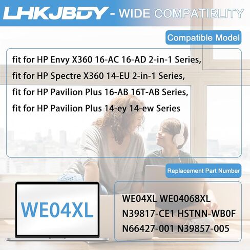 WE04XL استبدال بطارية الكمبيوتر المحمول HP Spectre X360 14-EU 2-in-1 Envy X360 16-AC 16-AD 2-in-1 Pavilion Plus 16-AB 16T-AB Pavilion Plus 14-EW 14-EY Series Notebook N39817-CF1 HSTNN-WB0F N39857-005 in Kuwait