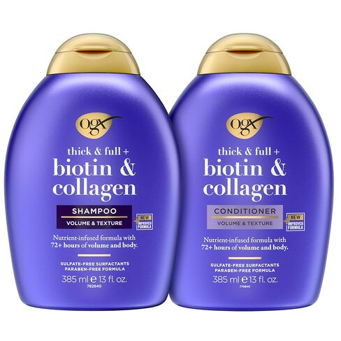OGX Thick & Full + Biotin & Collagen Shampoo & Conditioner Set, (packaging may vary), Purple, 13 Fl Oz (Pack of 2) in Saudi Arabia