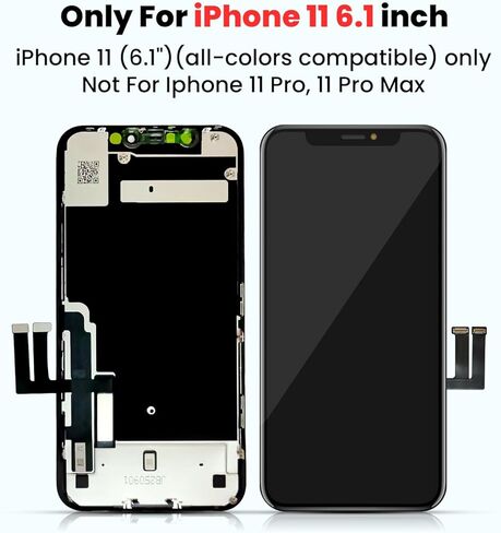 لشاشة iPhone 11 LCD بديلة مقاس 6.1 بوصة، مجموعة رقمية لشاشة LCD تعمل باللمس ثلاثية الأبعاد مع أدوات إصلاح، ملصق إطار مقاوم للماء، واقي مقسى (للطراز A2111، A2223، A2221) in Kuwait