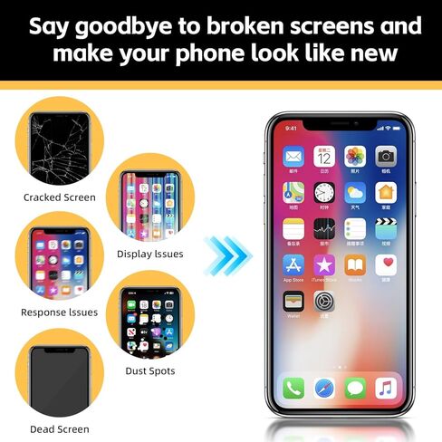 لشاشة iPhone 11 LCD بديلة مقاس 6.1 بوصة، مجموعة رقمية لشاشة LCD تعمل باللمس ثلاثية الأبعاد مع أدوات إصلاح، ملصق إطار مقاوم للماء، واقي مقسى (للطراز A2111، A2223، A2221) in Kuwait