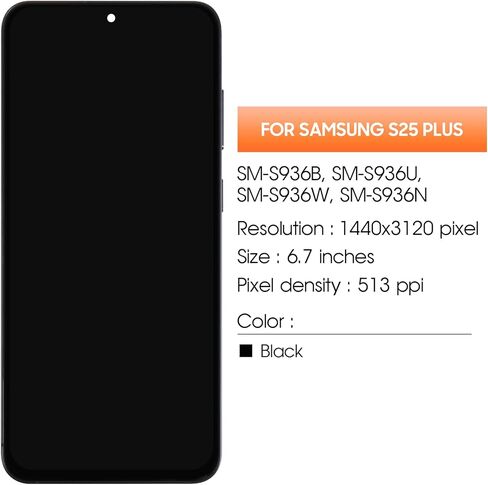 OLED for Samsung Galaxy S25 Plus Screen Replacement for Samsung S25 Plus LCD Display SM-S936W SM-S936U LCD Digitizer Touch Screen Assembly with Frame in Kuwait