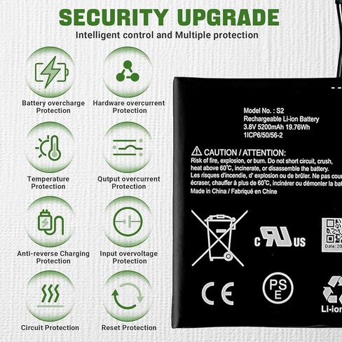 New Rechargeable Battery S2 Compatible with Ring Video Doorbell 2nd Generation, 5UM5E5, (6 Cable Plug Version Only) with Upgrade Tool in Kuwait