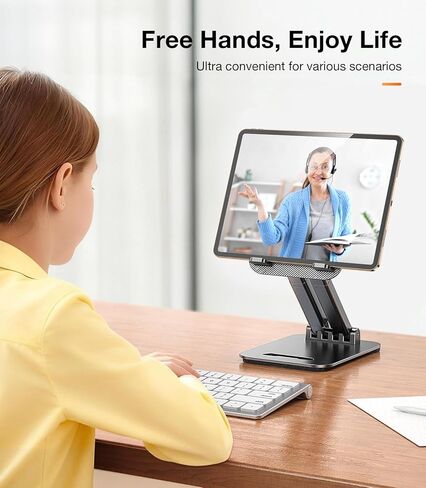 حامل ipad للشاشة المحمولة، حامل الكمبيوتر اللوحي لحامل الهاتف المكتبي، حامل ipad لموسع المكتب، حامل سطح مكتب معدني قابل للتعديل بقضيب مزدوج يناسب حامل طاولة Kindle/PS/Switch iPhone 4-15.9" in Kuwait