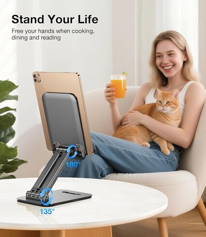 حامل ipad للشاشة المحمولة، حامل الكمبيوتر اللوحي لحامل الهاتف المكتبي، حامل ipad لموسع المكتب، حامل سطح مكتب معدني قابل للتعديل بقضيب مزدوج يناسب حامل طاولة Kindle/PS/Switch iPhone 4-15.9" in Kuwait