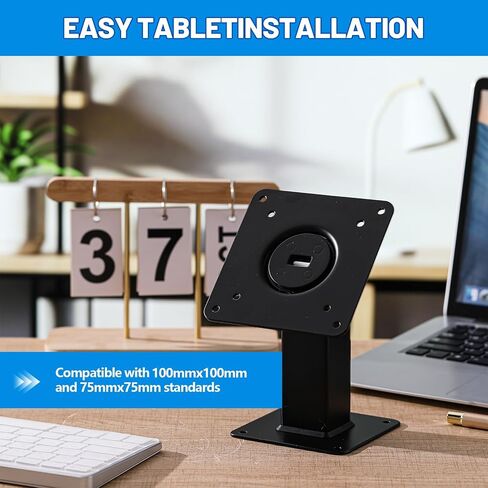 Pelopy 180 إمالة 360 الدورية حامل مكتبي معدني دعامة لجهاز التثبيت 75x75 100x100 حامل الطلب اللوحي الأسود مع ثقوب يمكن تركيبها على الحائط in Kuwait