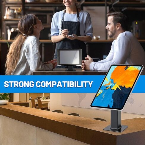 Pelopy 180 إمالة 360 الدورية حامل مكتبي معدني دعامة لجهاز التثبيت 75x75 100x100 حامل الطلب اللوحي الأسود مع ثقوب يمكن تركيبها على الحائط in Kuwait