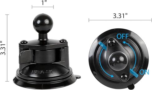 xik 1" Ball Suction Cup Base Mount with 3.54" Double Socket Arm for Phone Tablet Action Camera Holder Mount, 3.5" Large Suction Cup Base for Windshield, Fits RAM B Size Mounts (with 3.54" Arm) in Kuwait
