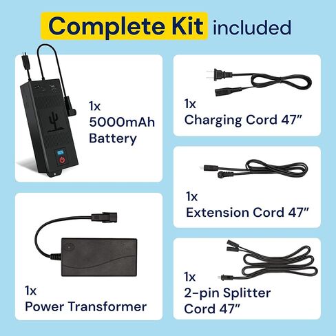 Blue Cactus Universal 5000mAh Recliner Battery and Adapter Cables Bundle - Universal 2 and 5-pin Compatibility - Long Lasting Battery for Recliners, Loveseats, Sofas and Sectionals in Kuwait