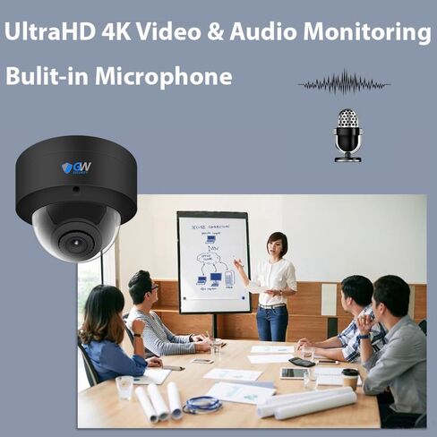 GW Security 64 قناة 12MP NVR 4K 8MP AI نظام كاميرا مراقبة للكشف عن الإنسان والمركبات مع ميكروفون 48 UHD 4K 2160P PoE خارجي/داخلي مقاوم لتسرب الماء IP كاميرات قبة أمنية in Kuwait