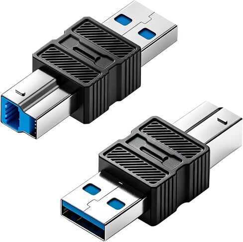 USB 3.0 A to B Adapter 2Pack, 5Gbps USB 3.0 Type A Male to Type B Male Printer Data Connector, USB-A 3.0 to USB-B 3.0 Converter for USB Hub, External Hard Drive, Compact Device Connection in Kuwait