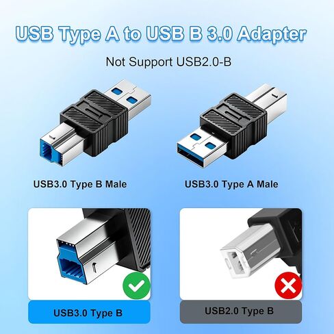USB 3.0 A to B Adapter 2Pack, 5Gbps USB 3.0 Type A Male to Type B Male Printer Data Connector, USB-A 3.0 to USB-B 3.0 Converter for USB Hub, External Hard Drive, Compact Device Connection in Kuwait